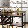 3-tier Bar Cart on Wheels Home Kitchen Serving Cart with Wine Rack and Glasses Holder