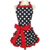 1pc Cute Apron, Retro Polka Dot Aprons, Ruffle Side Vintage Cooking Aprons With Pockets, Adjustable Kitchen Aprons For Women Girls, Waitress Chef